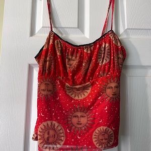 Celestial mesh tank top